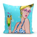 - realhomesK3270 - Realhomes Pop Art Girl Özel Tasarım Dekoratif Yastık Kırlent Kılıfı Realhomes