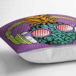 - realhomesK3274-2 - Realhomes Mor Zeminde Tropikal Ananas Desenli Dijital Baskılı Kırlent Kılıfı Realhomes