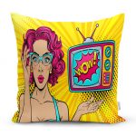 - realhomesK3275 - Realhomes Pop Art Wow Desenli Özel Tasarım Dekoratif Yastık Kırlent Kılıfı Realhomes