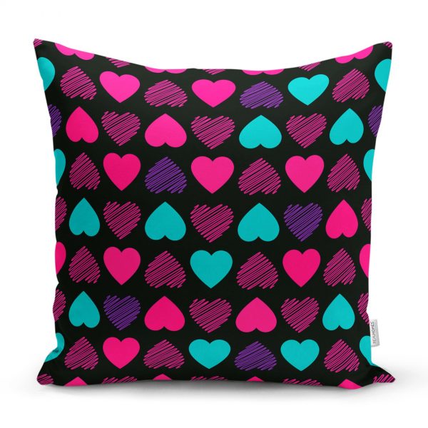 - realhomesK3279 - Realhomes  Siyah Zeminde Kalpler Özel Tasarımlı Dekoratif Yastık Kırlent Kılıfı Realhomes