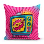 Pop Art Wow TV Desenli Dekoratif Yastık Kırlent Kılıfı Realhomes