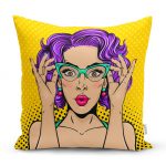 - realhomesK3290 - Realhomes Sarı Puanlı Popart Desenli Dekoratif Yastık Kırlent Kılıfı Realhomes