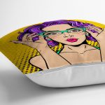 - realhomesK3290-2 - Realhomes Sarı Puanlı Popart Desenli Dekoratif Yastık Kırlent Kılıfı Realhomes