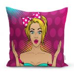 Fuşya Puanlı Popart Desenli Dekoratif Yastık Kırlent Kılıfı Realhomes