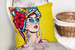 - realhomesK3292-1 - Realhomes  Sarı Zeminli Summer Popart Tasarımlı Dekoratif Yastık Kırlent Kılıfı Realhomes