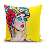 - realhomesK3292 - Realhomes  Sarı Zeminli Summer Popart Tasarımlı Dekoratif Yastık Kırlent Kılıfı Realhomes