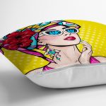 - realhomesK3292-2 - Realhomes  Sarı Zeminli Summer Popart Tasarımlı Dekoratif Yastık Kırlent Kılıfı Realhomes