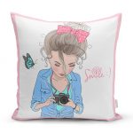 - realhomesK3293 - Realhomes  Özel Tasarım Smile Take Up Desenli Dekoratif Yastık Kırlent Kılıfı Realhomes