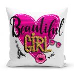 - realhomesK3306 - Realhomes  Beautiful Girl Tasarımlı Popart Dekoratif Yastık Kırlent Kılıfı Realhomes