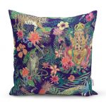 - realhomesK3308 - Realhomes Lacivert Zeminli Amazon Ormanları Temalı Modern Yastık Kırlent Kılıfı Realhomes