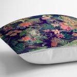 - realhomesK3308-2 - Realhomes Lacivert Zeminli Amazon Ormanları Temalı Modern Yastık Kırlent Kılıfı Realhomes