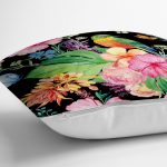 - realhomesK3312-2 - Realhomes Watercolor Çiçek ve Kuş Motifli Özel Tasarım Yastık Kırlent Kılıfı Realhomes