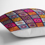 - realhomesK3316-2 - Realhomes Kareli Etnik Desenli Özel Tasarım Yastık Kırlent Kılıfı Realhomes