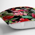 - realhomesK3320-2 - Realhomes  Siyah Zeminde 3D Tropikal Papağanlar Modern Yastık Kırlent Kılıfı Realhomes