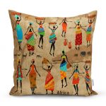 - realhomesK3321 - Realhomes  RealHomes Afrika Etnik Desenli Dijital Baskılı Modern Yastık Kırlent Kılıfı Realhomes