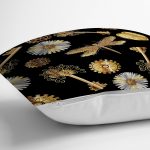 - realhomesK3323-2 - Realhomes  Siyah Zeminde Etnik Objeler Özel Tasarımlı Yastık Kırlent Kılıfı Realhomes