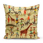 - realhomesK3325 - Realhomes RealHomes Etnik Afrikan Desenli Özel Tasarım Yastık Kırlent Kılıfı Realhomes