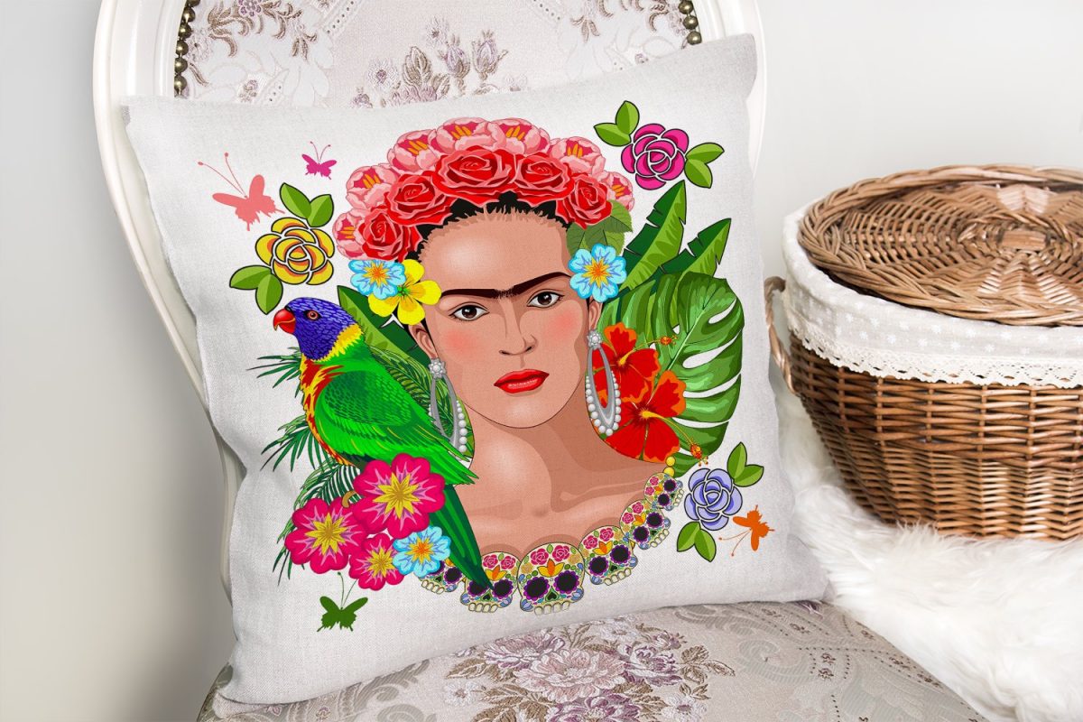 Özel Tasarım Frida Kahlo Tasarımlı Dekoratif Yastık Kırlent Kılıfı Realhomes