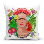 - realhomesK3328 - Realhomes Özel Tasarım Frida Kahlo Tasarımlı Dekoratif Yastık Kırlent Kılıfı Realhomes