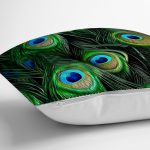 - realhomesK3331-2 - Realhomes  Koyu Zeminde Renkli Tüyler Özel Tasarımlı Dekoratif Yastık Kırlent Kılıfı Realhomes