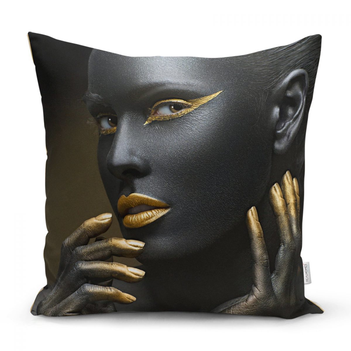 African Gold Kadın Özel Tasarımlı Dekoratif Yastık Kırlent Kılıfı Realhomes