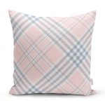 - realhomesK3334 - Realhomes Pembe Zeminli Ekose Desenli Özel Tasarım Yastık Kırlent Kılıfı Realhomes