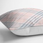 - realhomesK3334-2 - Realhomes Pembe Zeminli Ekose Desenli Özel Tasarım Yastık Kırlent Kılıfı Realhomes