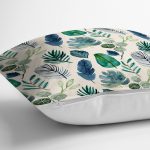 - realhomesK3335-2 - Realhomes  Pudra Zeminde Suluboya Yapraklar Tasarımlı Dekoratif Yastık Kırlent Kılıfı Realhomes