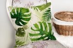 - realhomesK3336-1 - Realhomes  Ekru Zeminde Amazon Yaprakları Özel Tasarım Yastık Kırlent Kılıfı Realhomes