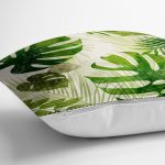 - realhomesK3336-2 - Realhomes  Ekru Zeminde Amazon Yaprakları Özel Tasarım Yastık Kırlent Kılıfı Realhomes