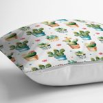 - realhomesK3342-2 - Realhomes Saksıda Sevimli Kaktüsler Tasarımlı Dekoratif Modern Yastık Kırlent Kılıfı Realhomes