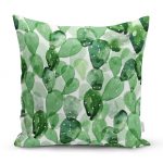 Suluboya Kaktüs Tasarımlı Dijital Baskılı Dekoratif Yastık Kırlent Kılıfı Realhomes