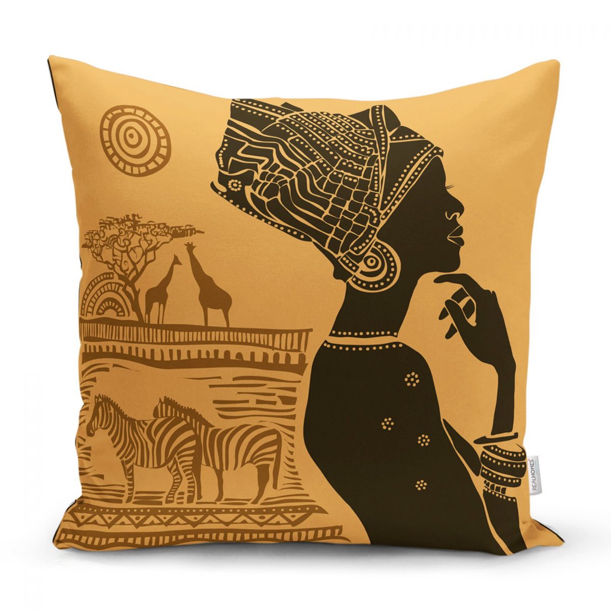 African Etnik Tasarım Dijital Baskılı Dekoratif Yastık Kırlent Kılıfı Realhomes
