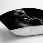 - realhomesK3350-2 - Realhomes Siyahı Kadın Motifli Özel Tasarım Yastık Kırlent Kılıfı Realhomes