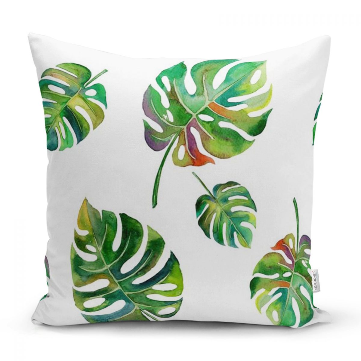 Suluboya Palmiye Yaprakları Desenli Özel Tasarım Yastık Kırlent Kılıfı Realhomes