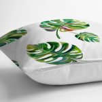 - realhomesK3351-2 - Realhomes  Suluboya Palmiye Yaprakları Desenli Özel Tasarım Yastık Kırlent Kılıfı Realhomes