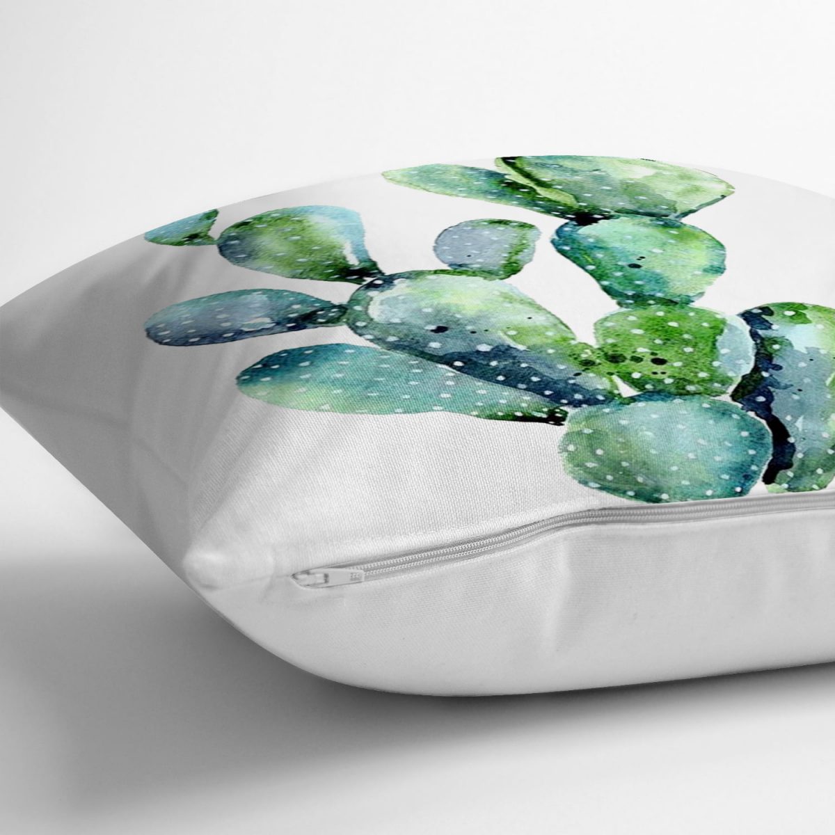 Suluboya Kaktüs Çizimli Modern Tasarım 3D Yastık Kırlent Kılıfı Realhomes