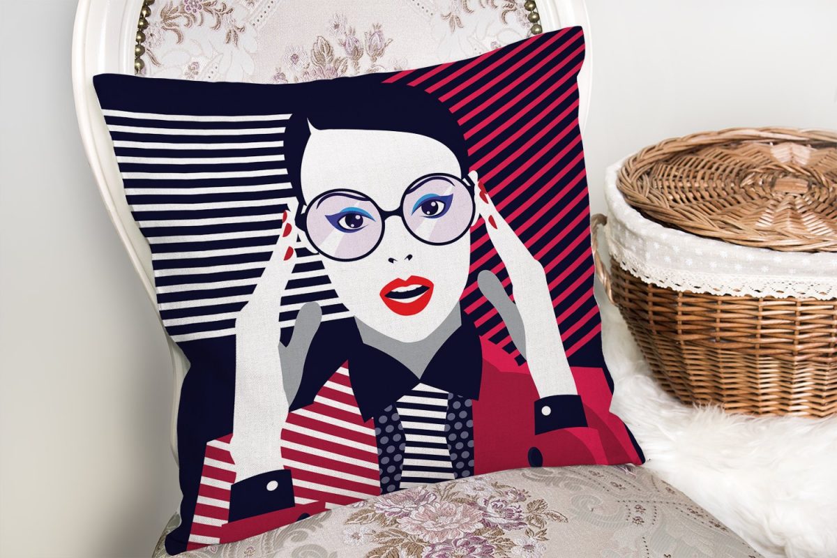 Pop Art Mujer Elegante Tasarımlı Dijital Baskılı Yastık Kırlent Kılıfı Realhomes