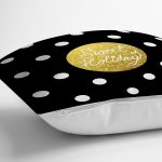 - realhomesK3370-2 - Realhomes  Siyah Zeminde Sweet Holiday Tasarımlı Dijital Baskılı Yastık Kırlent Kılıfı Realhomes