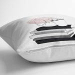 Gül Kitap ve Kahve Tasarımlı Dijital Baskılı Yastık Kırlent Kılıfı Realhomes