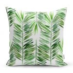 - realhomesK3380 - Realhomes Suluboya Lif Yapraklar Desenli Özel Tasarım Yastık Kırlent Kılıfı Realhomes