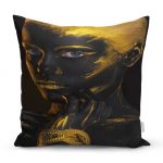 - realhomesK3385 - Realhomes Afrika Gold İnsan Figürlü Modern Dekoratif Yastık Kırlent Kılıfı Realhomes