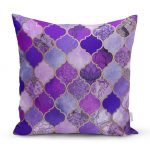 - realhomesK3390 - Realhomes Mor Renkli Ogea Desenli Özel Tasarım Dekoratif Yastık Kırlent Kılıfı Realhomes