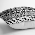 - realhomesK3395-2 - Realhomes  Siyah Beyaz Dekoratif African Motifli Modern Yastık Kırlent Kılıfı Realhomes