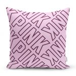 - realhomesK3397 - Realhomes  Açık Pempe Pink Yazılı Modern Dekoratif Yastık Kırlent Kılıfı Realhomes