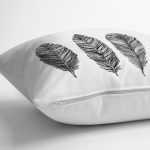 Karakalem Tüy Desenli Dijital Baskılı Modern Yastık Kırlent Kılıfı Realhomes