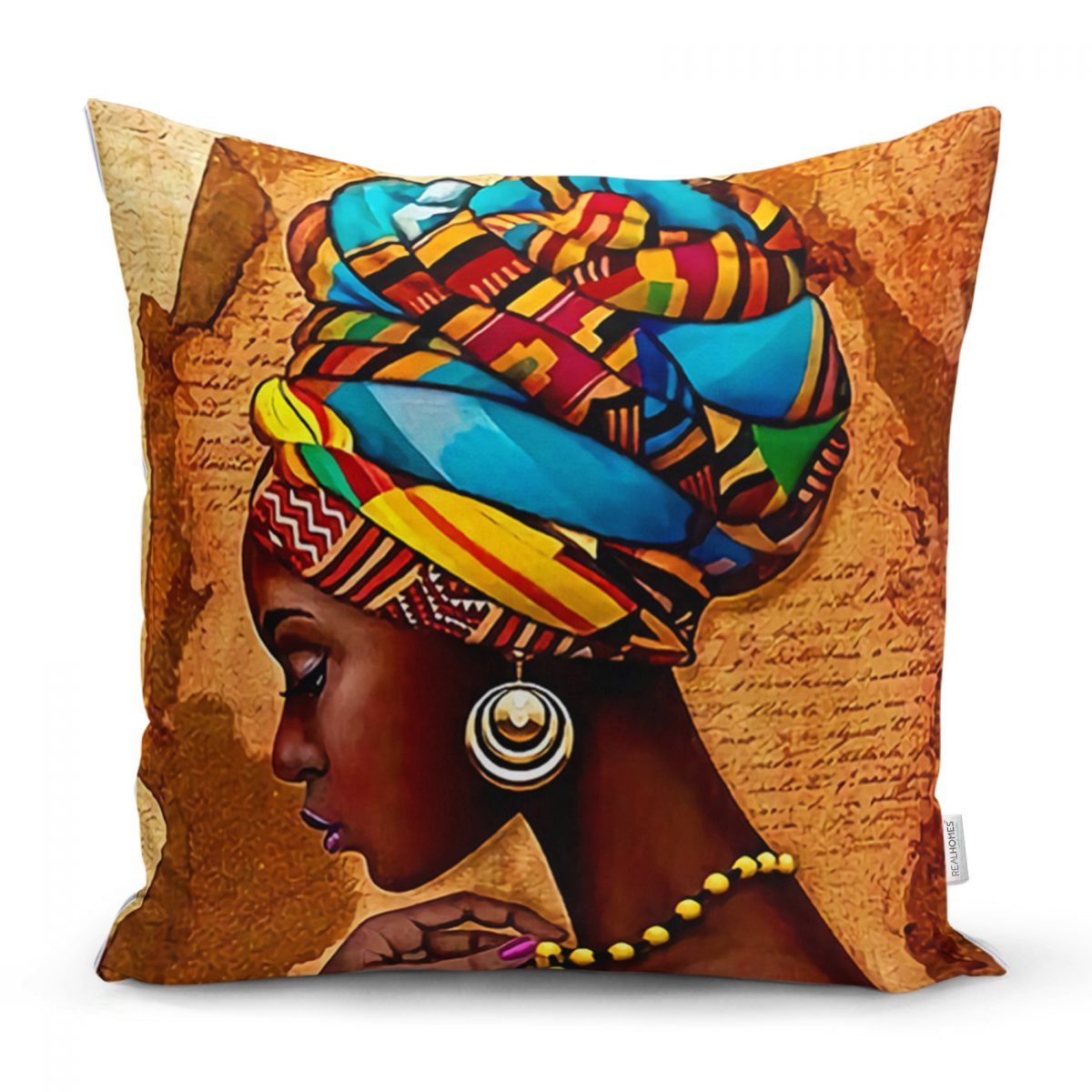 African Woman Çizimli Dijital Baskılı Modern Yastık Kırlent Kılıfı Realhomes