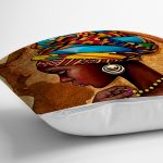 African Woman Çizimli Dijital Baskılı Modern Yastık Kırlent Kılıfı Realhomes