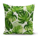 - realhomesK3403 - Realhomes  Suluboya Zambak Yaprakları Çizimli Özel Tasarım Yastık Kırlent Kılıfı Realhomes