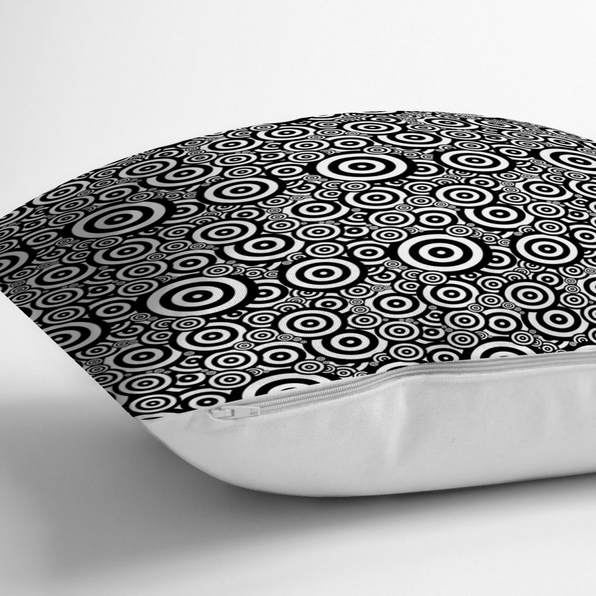 Siyah Beyaz Geometrik Yuvarlak Tasarımlı Modern Yastık Kırlent Kılıfı Realhomes